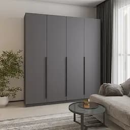 Шкаф 4-дверный MebelStar Оскар ДСП BG, 4 дополнительных полки 200x52x220 см Антрацит (MBS-4760)