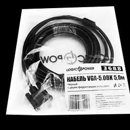Кабель VGA-5.0BK 5 м чорний (з двома феритовими кільцями) - мініатюра 3