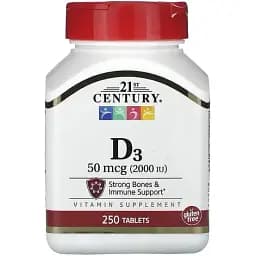 Вітамін D3 21st Century 50 mcg (2000 IU) 250 таблеток