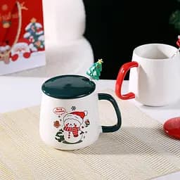 Чашка BonaDi Merry Christmas 3 новогодняя с крышкой и ложкой 400 мл (14847)      