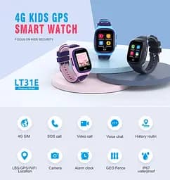 Дитячий смарт годинник Lemfo LT-31 Max з GPS трекером, камерою та функцією прослуховуванням Розумний smart watch для дітей Чорний - мініатюра 3