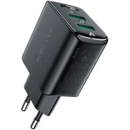 Мережевий зарядний пристрій Acefast A33 2 USB QC 18W чорний