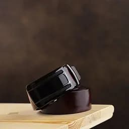 Ремінь чоловічий з затемненою пряжкою автомат 20296 Vintage коричневий 105-120 см - мініатюра 6