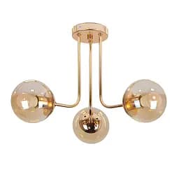 Люстра стельова Levistella 7529908-3 GOLD+BR, 3 плафона, E27, діаметр 500 мм, метал + скло, коричневий, сучасний стиль для дому