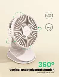 Настільний електричний вентилятор UGREEN USB-C MULTIFUNCTIONAL FAN #80907 із захисною решіткою та прищіпкою - мініатюра 6