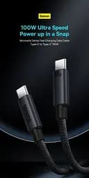 Кабель Baseus Minimalist Series Fast Charging Data Cable Type-C to Type-C 100W 5A 2m Black (CAJY020101) - мініатюра 5