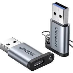 Адаптер Ugreen US276 USB3.0 to Type-C с карабином Space Grey Серый