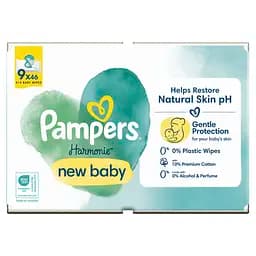 Набір дитячі вологі серветки Pampers Harmonie New Baby Aloe Vera 414 шт. (9 уп. по 46 шт.) - мініатюра 2