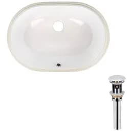 Комплект Qtap Stork: Раковина врезная овальная 570x390x210 мм White + Донный клапан PU02O (QT15116030WN47294)