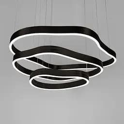 Необычная и эффектная черная люстра на 3 яруса 85+64+40 см | Ст. PCL006-800*600*400 BK | Line F