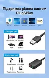Звукова карта Vention USB AUX jack, 2*TRRS (Mic + Ear) 1м чорна (CDYBF) - мініатюра 11