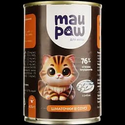 Набір вологого корму для дорослих котів MAU PAW шматочки в соусі 2.905 кг (6 шт. + 1 шт. подарунок х 415 г) - мініатюра 2