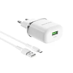 Зарядний пристрій Borofone BA36A USB QC 18W білий + кабель USB to MicroUSB