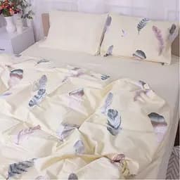 Простыня MirSon Сатин 22-1351 Feathers 220х150 см бежевая