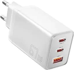 Зарядное устройство адаптер 3 выхода EssagerECT67w Gan порты 1USB 2C 67 W (ECT67W-LJB02-Z) белое