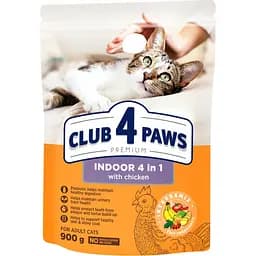 Сухой корм для кошек Club 4 Paws Premium Indoor 4 in 1, 900 г (B4620211)