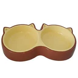 Пластиковая миска AnimAll для котов (2 х 350 мл), коричневая