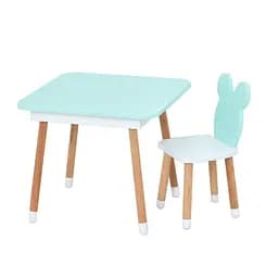Столик со стулом "Мишка" 07-025B-BOX с ящиком, бирюзовый