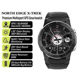 Чоловічий розумний наручний годинник North Edge Xpek з компасом (Чорний) - мініатюра 3