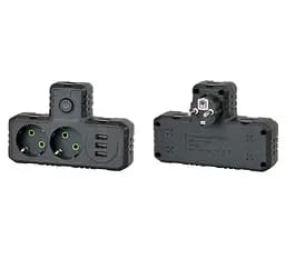 Розетка двойник с заземлением Voltronic F-302 Black, 2 розетки+3USB (1А), 2500W, 10A, 220V - мініатюра 3