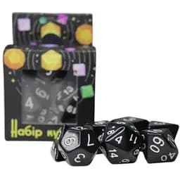 Набір кубиків Opaque 7 Dice Set - Black (w-white) , 7 шт. (g7dopaq04)