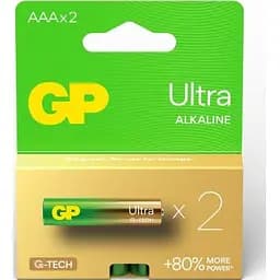 Батарейка GP AAA LR03 ULTRA Alcaline х 2 (24AU21-SB2 / 4891199218101) - мініатюра 2