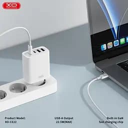 Мережевий зарядний пристрій XO CE22 (EU) 45W GaN Nitride (2USB-C+2USB-A) Fast Charging Charger Білий - мініатюра 2