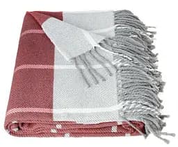 Плед бавовняний Vladi Валенсія Гаррі 140х200 біло-бордовий 6 (1029)