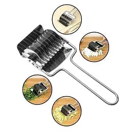 Ролик тесторезка лапшерезка для нарезки лапши, зелени из нержавеющей стали с ручкой, Kitchen Master 83608