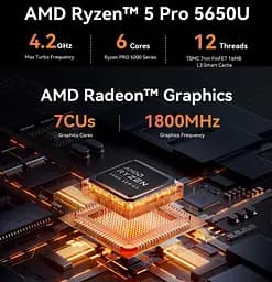 Неттоп Beelink EQR5 Grey Ryzen 5 Pro 5650U 16Gb DDR4 500Gb SSD Radeon RX Vega 7 2xGLan Type-C / 3xUSB 3.2 / 1xUSB 2.0 2xHDMI Windows 11 Pro - мініатюра 2