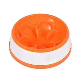 Миска-квітка AnimAll для повільного годування, кругла, 300 мл, оранжево-біла