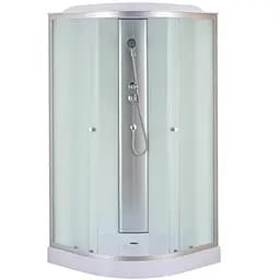 Душевой бокс без гидромассажа Mixxus Strong SB02-90x90x215-FB Satin с низким поддоном MI6886, Хром матовый, матовый, хром матовый