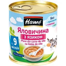 Уцінка. М'ясне пюре Hame Яловичина з язиком 100 г