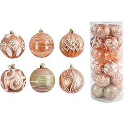 Набор новогодних украшений 24 блестящих игрушек на елкку, оранжевого цвета (160829)
