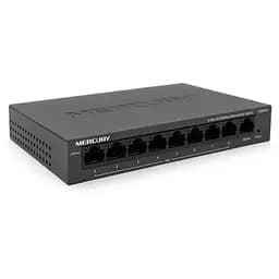 Коммутатор POE Mercury MS09CPS с 8 портами POE+1 порт UP-Link 100Мбит, БП в комплекте, Q18