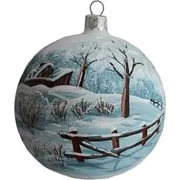 Ялинкова прикраса Санта Шоп Будинок на пагорбі скло (7806723367559)