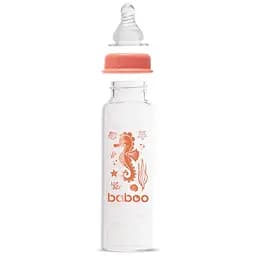 Скляна пляшечка для годування Baboo Sea Life Антиколікова, 240 мл, 3+ міс., помаранчева (3-118) - мініатюра 2