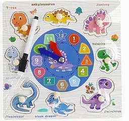 Вкладыши деревянные, часы, доска для рисования, маркер пиши-стирай (в ассортименте)