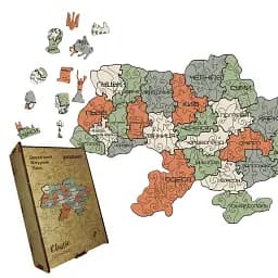 Пазл деревянный Украина Оливковая, А4, Деревянная коробка 100 элементов