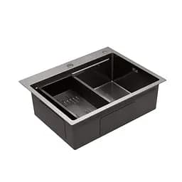 Кухонна мийка Kroner KRP Schwarze - 6350HM PVD (3.0/1.0 мм) CV031453, Чорний - мініатюра 4
