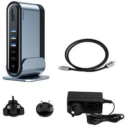 Мультипортовий адаптер USB Хаб Baseus Working Station Three-Screen Multifunctional Type-C CAHUB-DG0G Dark Grey - мініатюра 2