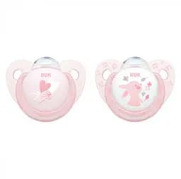 Силиконовая пустышка Nuk Baby Rose, ортодонтическая, 0-6 мес., розовый, 2 шт. (10175175)