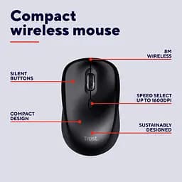 Мишка Trust Yvi+ Silent Wireless/Bluetooth Glossy Black (25512) - мініатюра 7