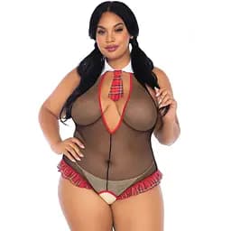 Костюм школярки Leg Avenue Schoolgirl XL/XXL, боді з краваткою