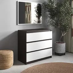 Комод Vays R-3 Венге Темний-Білий фасад, на 3 шухляди без ручок, ЛДСП 80×40×75 см - для дому, офісу, вітальні, спальні