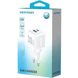 Зарядний пристрій 2xUSB 30W (USB-A/USB-C) + USB-C cable М-М White Vention (TZ-FEQW0-EU-01)