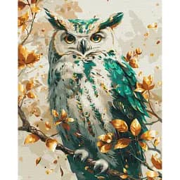 Картина по номерам Brushme Изумрудная сова с красками металлик 40x50 см