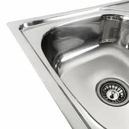 Кухонна мийка Platinum з нержавіючої сталі прямокутна поліровка 7848 (0,8/180 мм), R, Polish - мініатюра 4