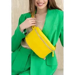 Шкіряна поясна сумка жовта