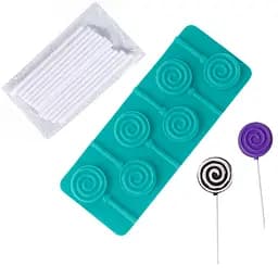 Силиконовая форма для леденцов и конфет на палочке "Спираль", Kitchen Master Бирюзовый 87622